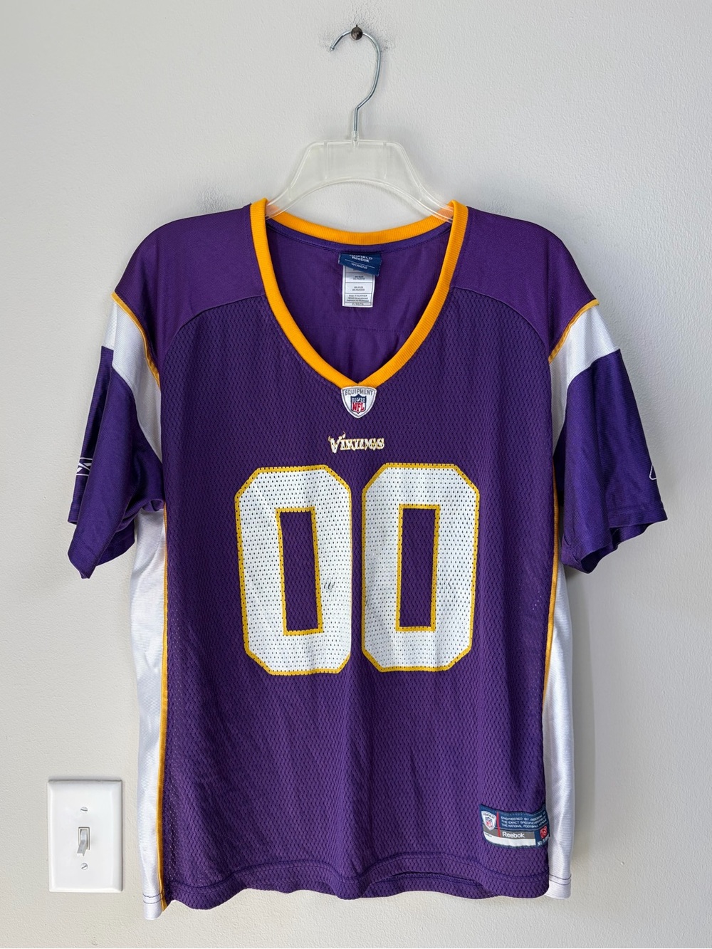 Reebok Women’s NFL Minnesota Vikings 00 Purple V-Neck Football Jersey Game Day
